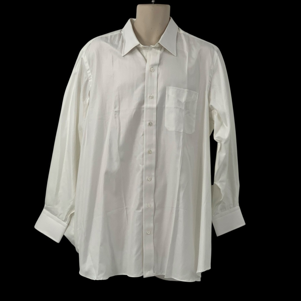 Hamilton Since 1883 Men's Long Sleeve Button‎ Up Shirt White Herringbone Size XL